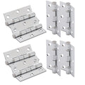XFORT 3 Inch Polished Chrome Ball Bearing Steel Door Hinges - 4 Pairs