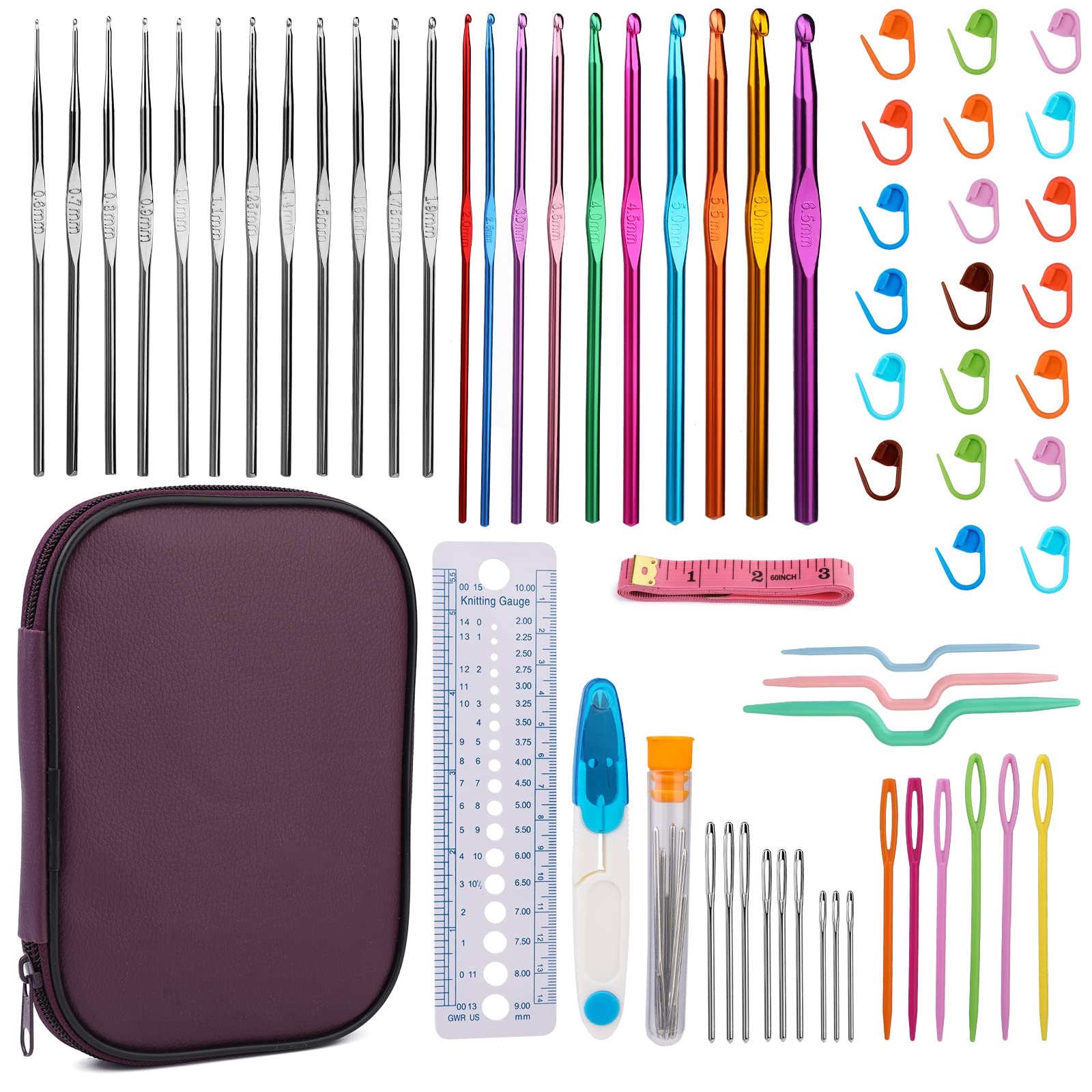 NAMOON 60-Piece Ergonomic Crochet Hook Set with Storage Case