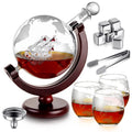 Jolof Store Globe Whiskey Decanter Set with 3 Glasses and 6 Stones