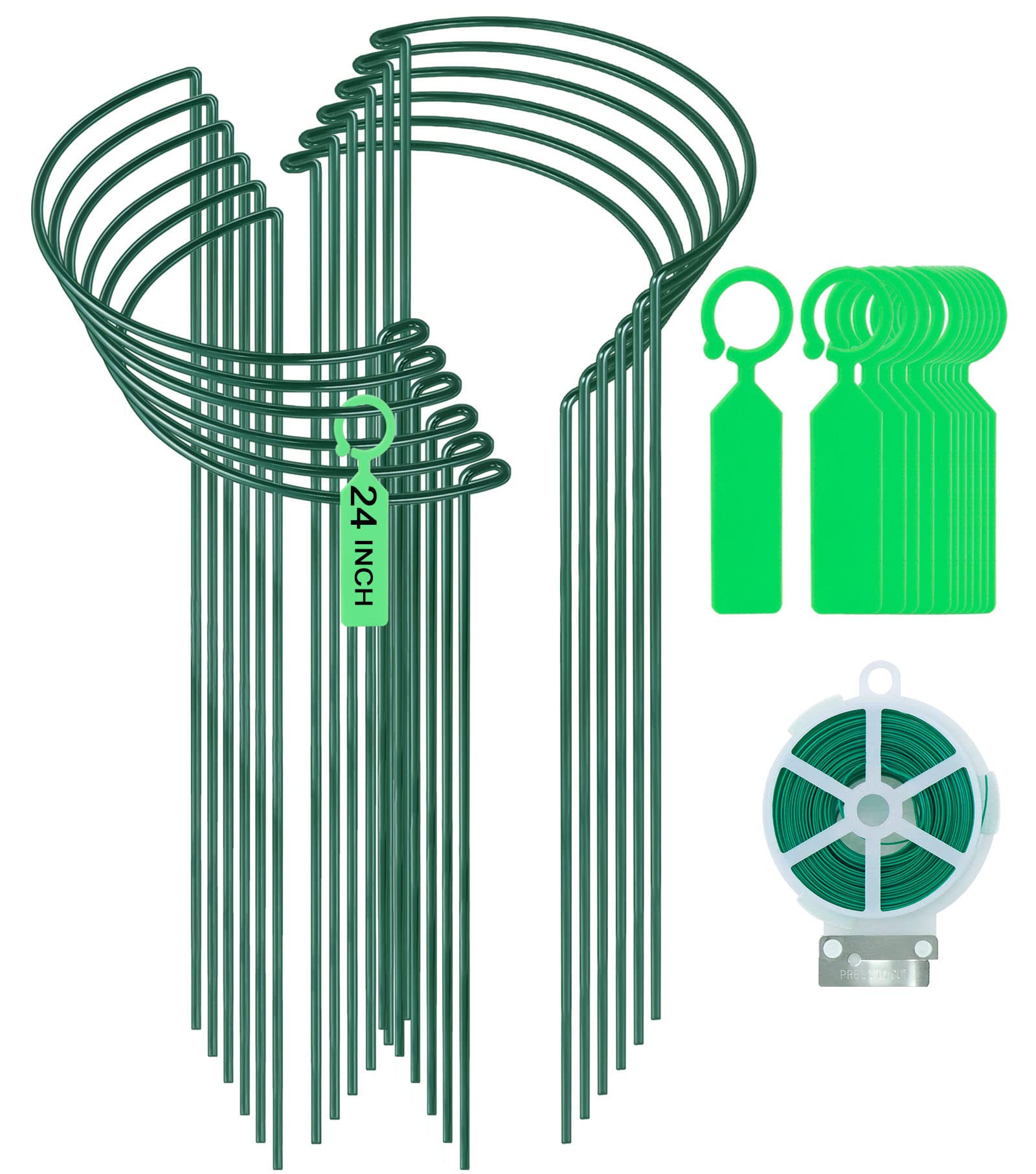 Jolof Store 12-Pack Metal Plant Support Stakes - 25x60cm Peony Cages