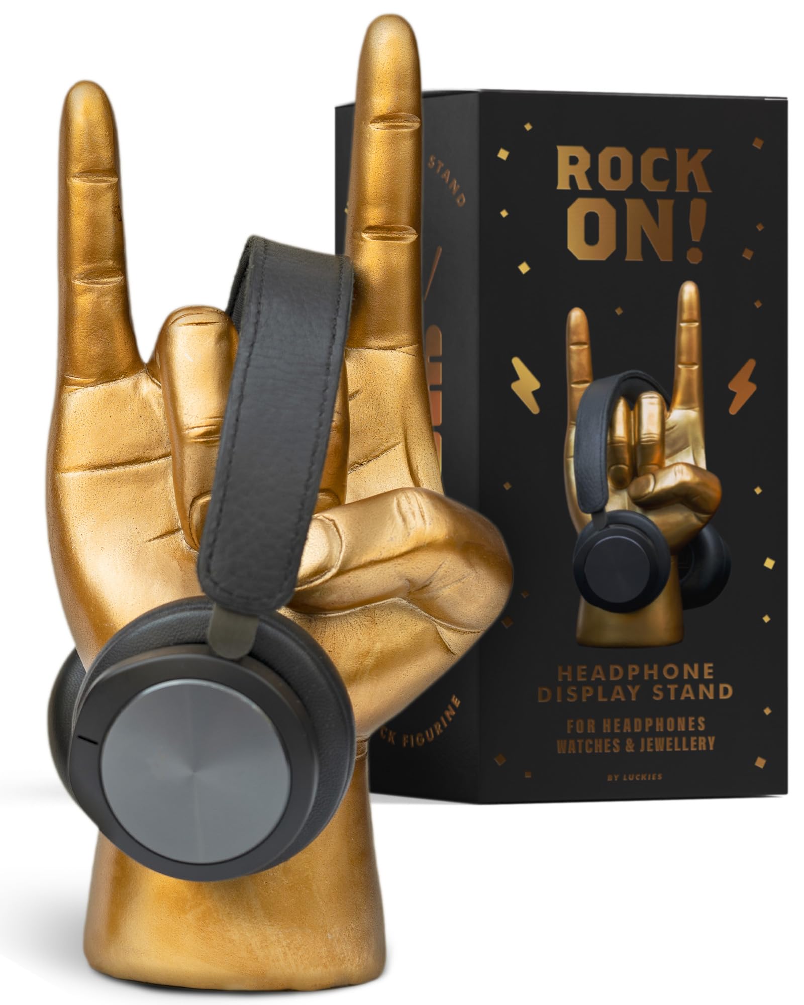 Jolof Store Rock On Headphone Stand – Antique Gold Retro Headset Holder