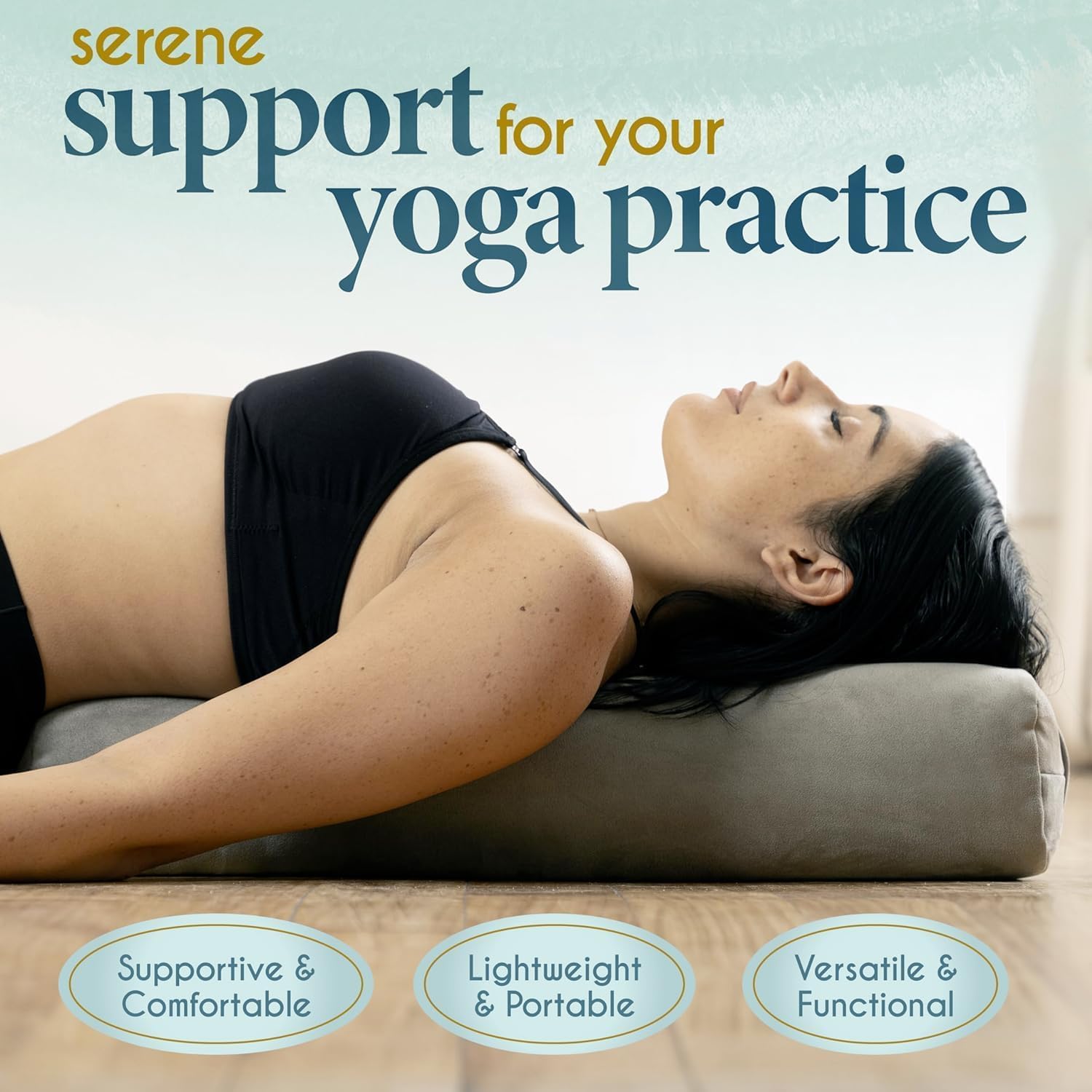 Florensi Yoga Bolster – Rectangular Velvet Meditation Pillow for Support