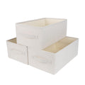 Homo Trends 3 Fabric Storage Boxes, Wardrobe Storage Boxes, White - image 1