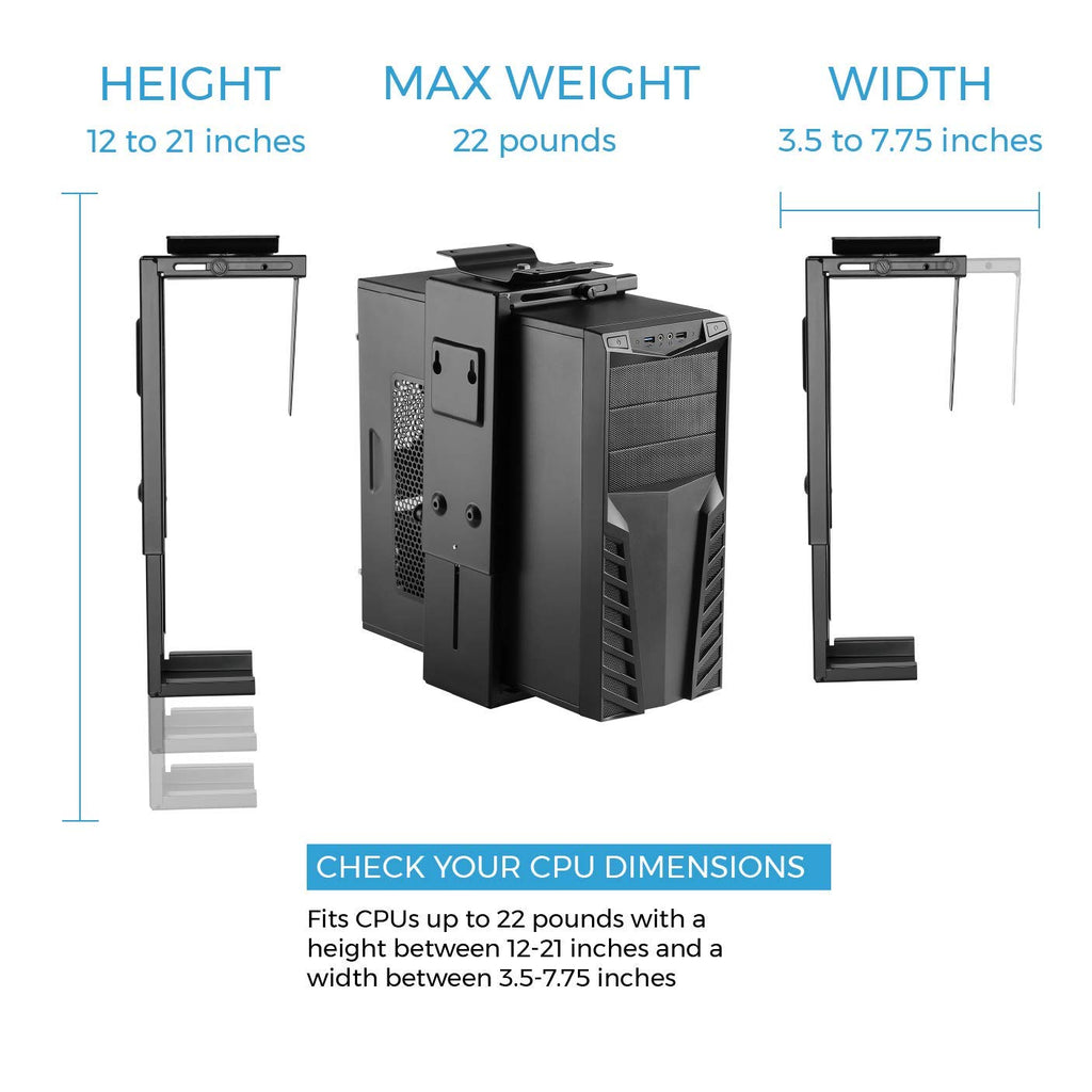HumanCentric Adjustable Under Desk Computer Mount & Wall Mount, CPU Holder