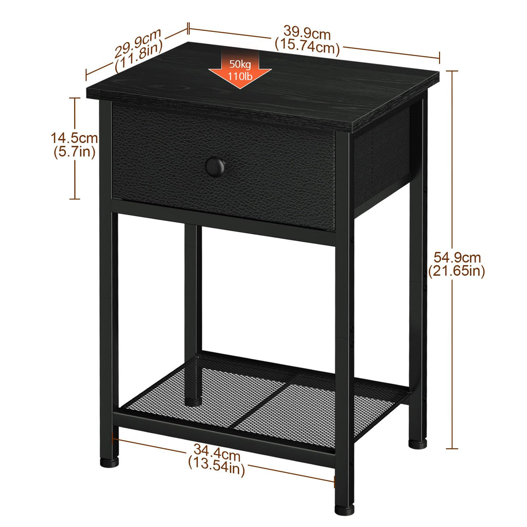 AMHANCIBLE Bedside Tables Set of 2, Side Tables with Fabric Drawers - image 2