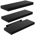 STOREMIC Black Floating Shelves – Set of 3 Modern MDF Wall Shelves