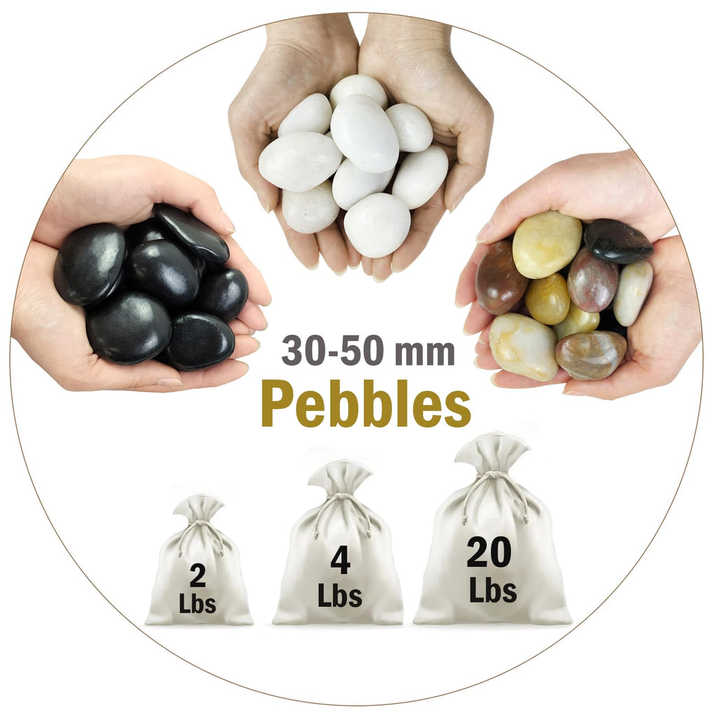 FANTIAN 9.1kg Polished Garden Pebbles – 30-50mm Decorative River Stones