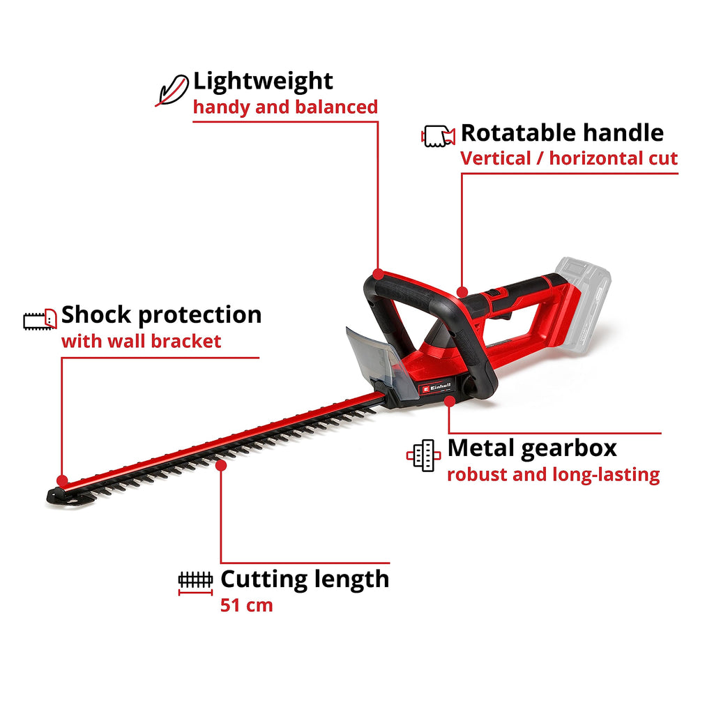 Einhell 18V Cordless Hedge Trimmer – 50cm Steel Blade – GE-CH 18/50 Li