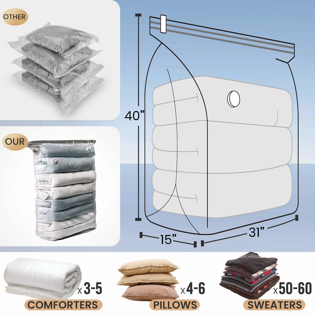 TAILI Extra Large Vacuum Storage Bags Cube, 6 Jumbo80x100x38 CM, Clear
