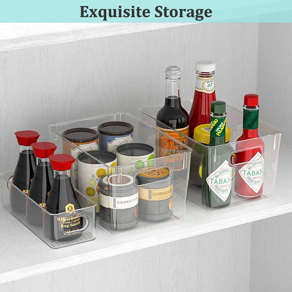 HPYLIFH Fridge Organiser Bins – 4 Pack Clear Stackable Pantry Storage