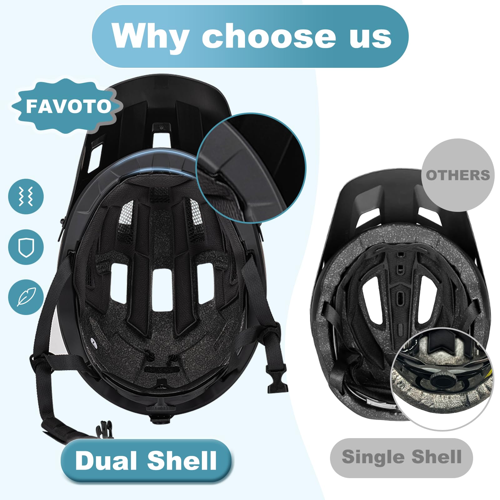 Favoto Mountain Bike Helmet – Lightweight MTB & Road Cycling Helmet
