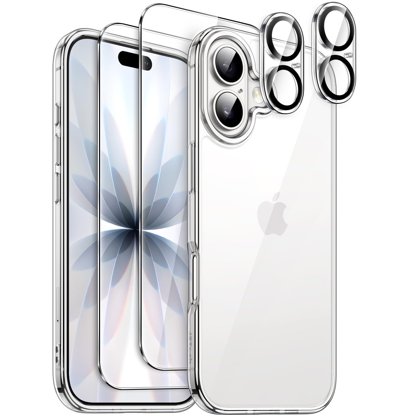 JETech iPhone 17 Case 5-in-1 Set | Clear Shockproof Cover & Screen Protectors