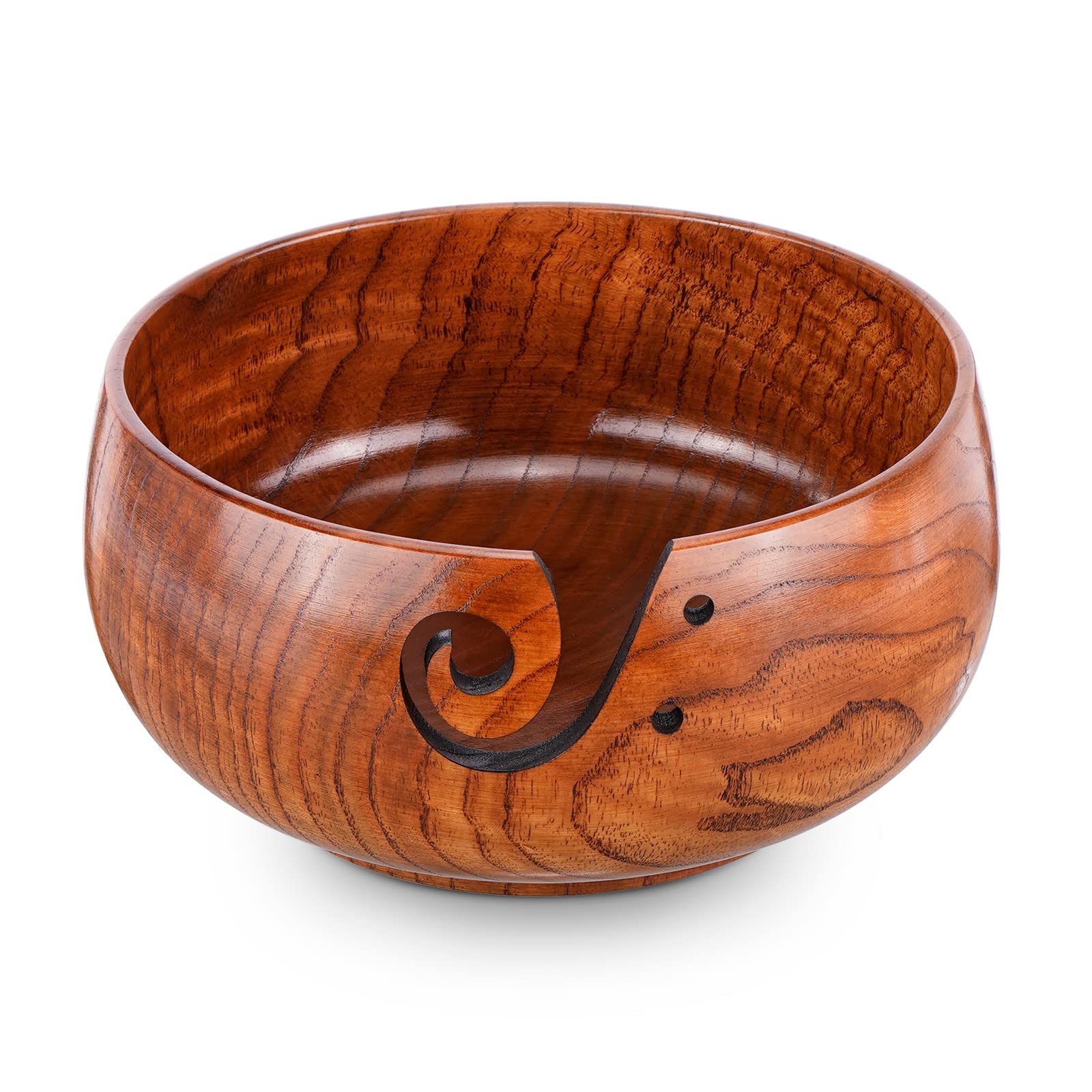 Wooden Yarn Bowl | 15x8cm Tangle-Free Knitting & Crochet Holder