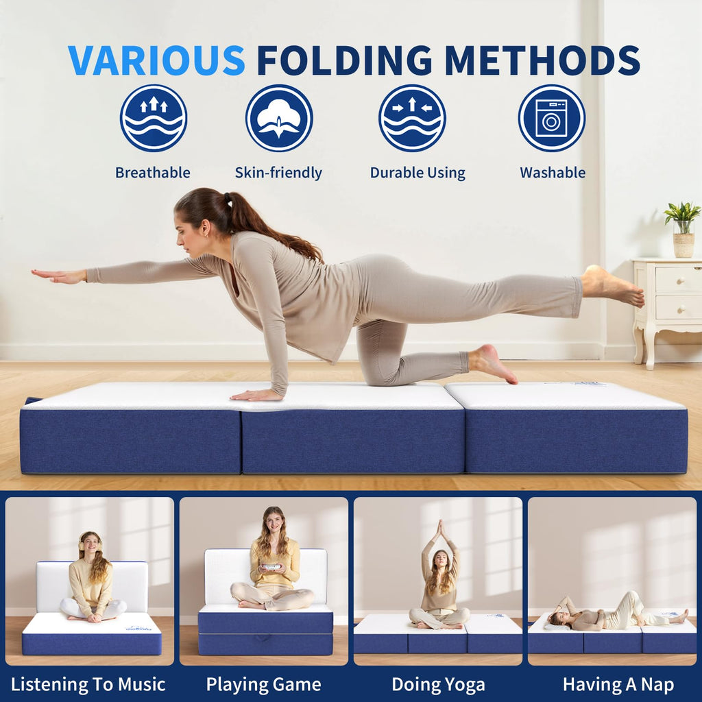 Doubleslee Folding Small Double Mattresses 4ft, 6 Inch Height 120x190x15cm - image 5