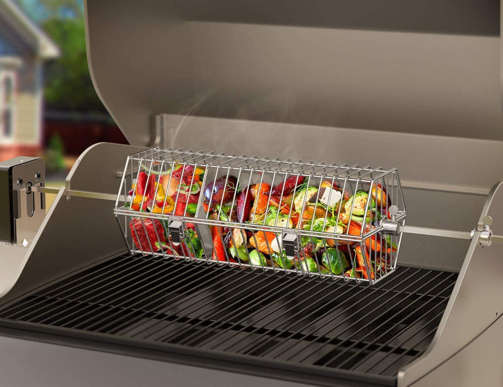 Onlyfire Stainless Steel Round Tumble Rotisserie Basket for Gas Grills