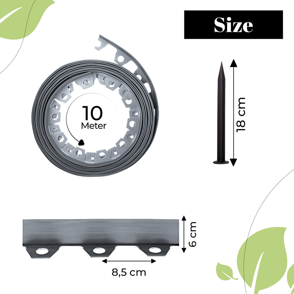 Gardenix Grey Flexible Lawn Edging - 33ft Garden Border with Pegs