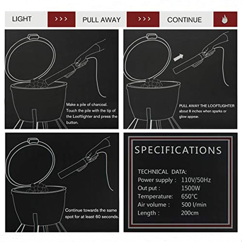 ipalmay Electric Charcoal Fire Starter – 2000W Fast BBQ Grill Lighter, Red