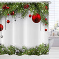 GCIREC Christmas Shower Curtain | Waterproof Pine Leaves Fabric Decor