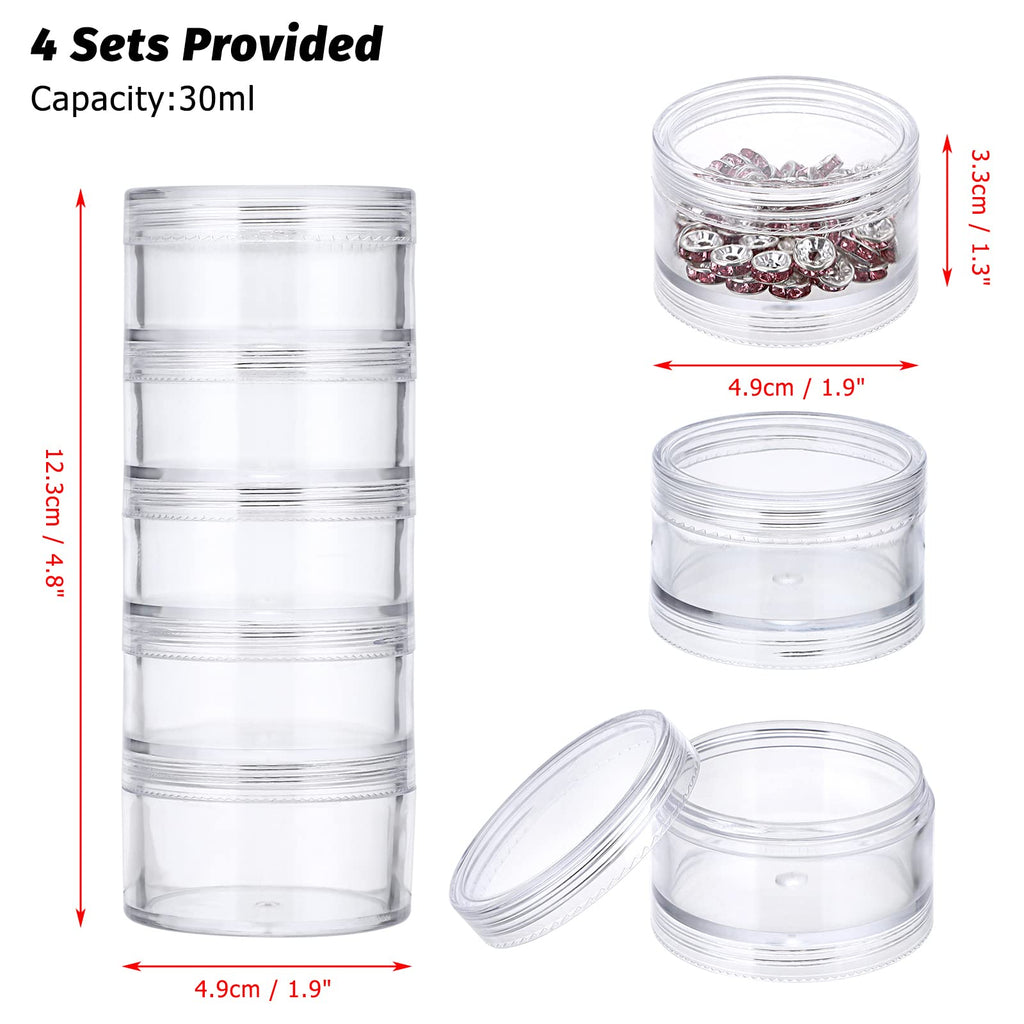 SUMTree 4 Packs 5 Slot Clear Plastic Round Storage Jars, Mini Jars, Large - image 2