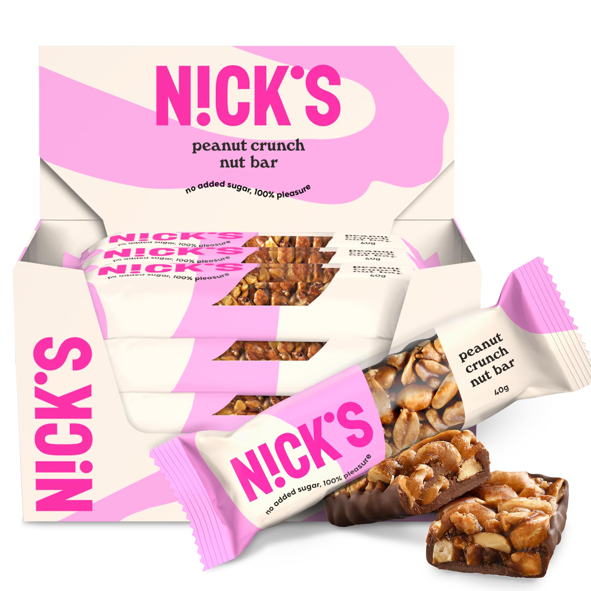 NICKS Peanut Crunch Nut Bar | Vegan Keto Chocolate Snack (12x40g)