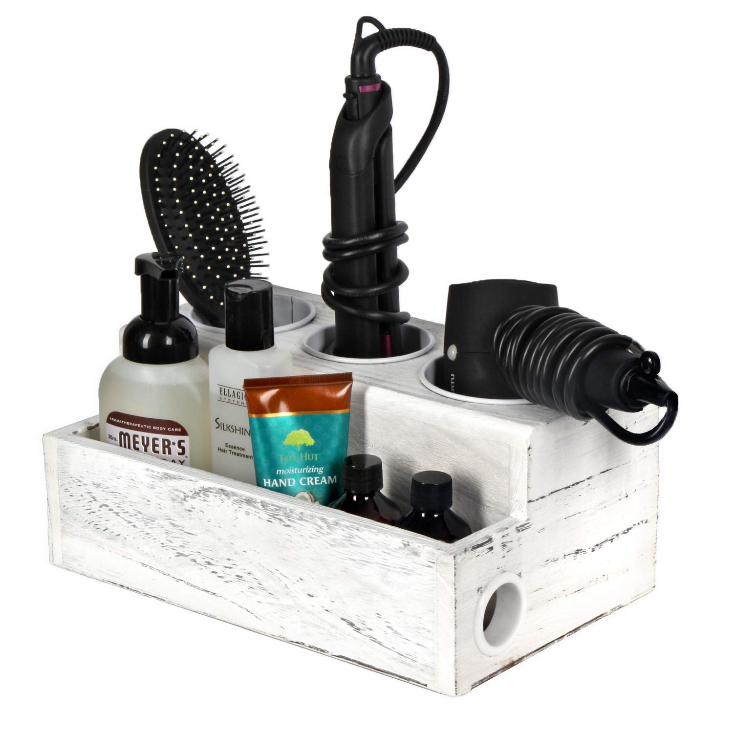 JACKCUBE Wooden Hair Tool Organizer | Heat Resistant Blow Dryer Holder