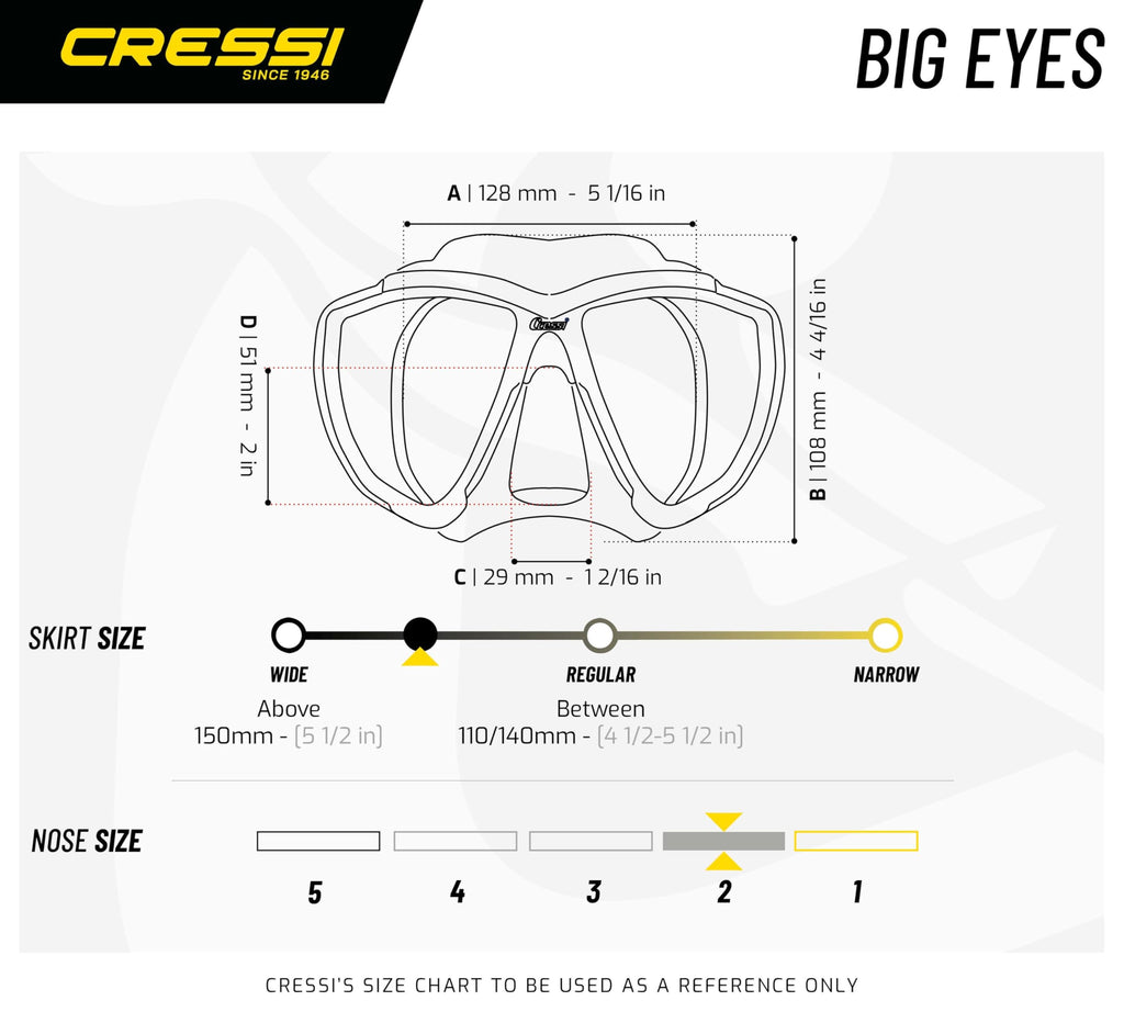 Cressi Big Eyes Diving Mask – UV Blue/Orange Lenses, Black Silicone