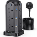 Jolof Store 12-Way Tower Extension Lead – 5M Surge Protector with 6 USB