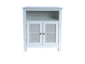 ASPECT Vera White Faux Rattan 2-Door Storage Cabinet |