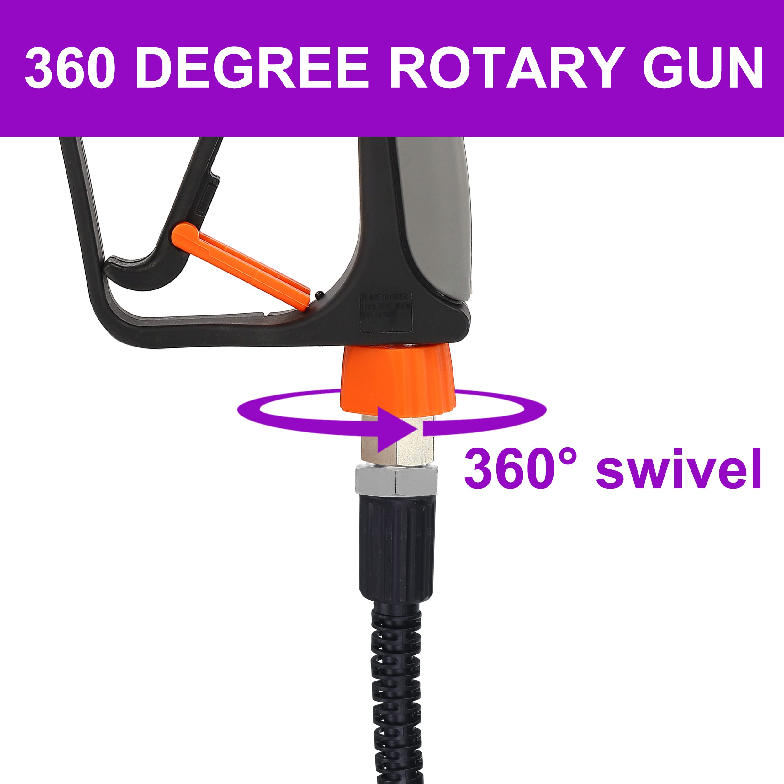 PWACCS Pressure Washer Gun with Swivel | 5000 PSI Short Power Washer Kit