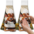 CUTHOLLOW Highland Cow Microfiber Tea Towels with Loop, Set of 2