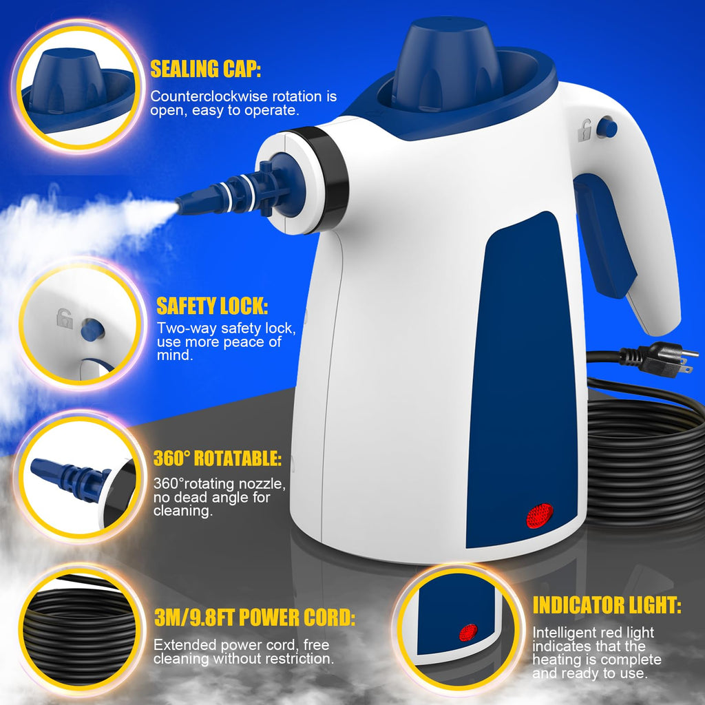 Handheld Steam Cleaner – Portable 1050W Steamer with 9 Accessories