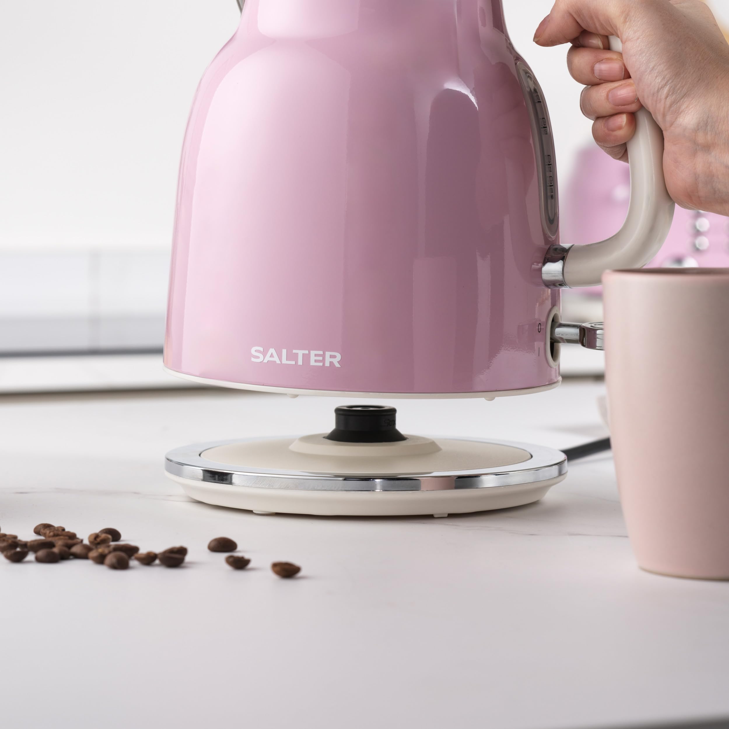 Salter Retro Electric Kettle – 1.7L Rapid Boil Vintage Pink Design