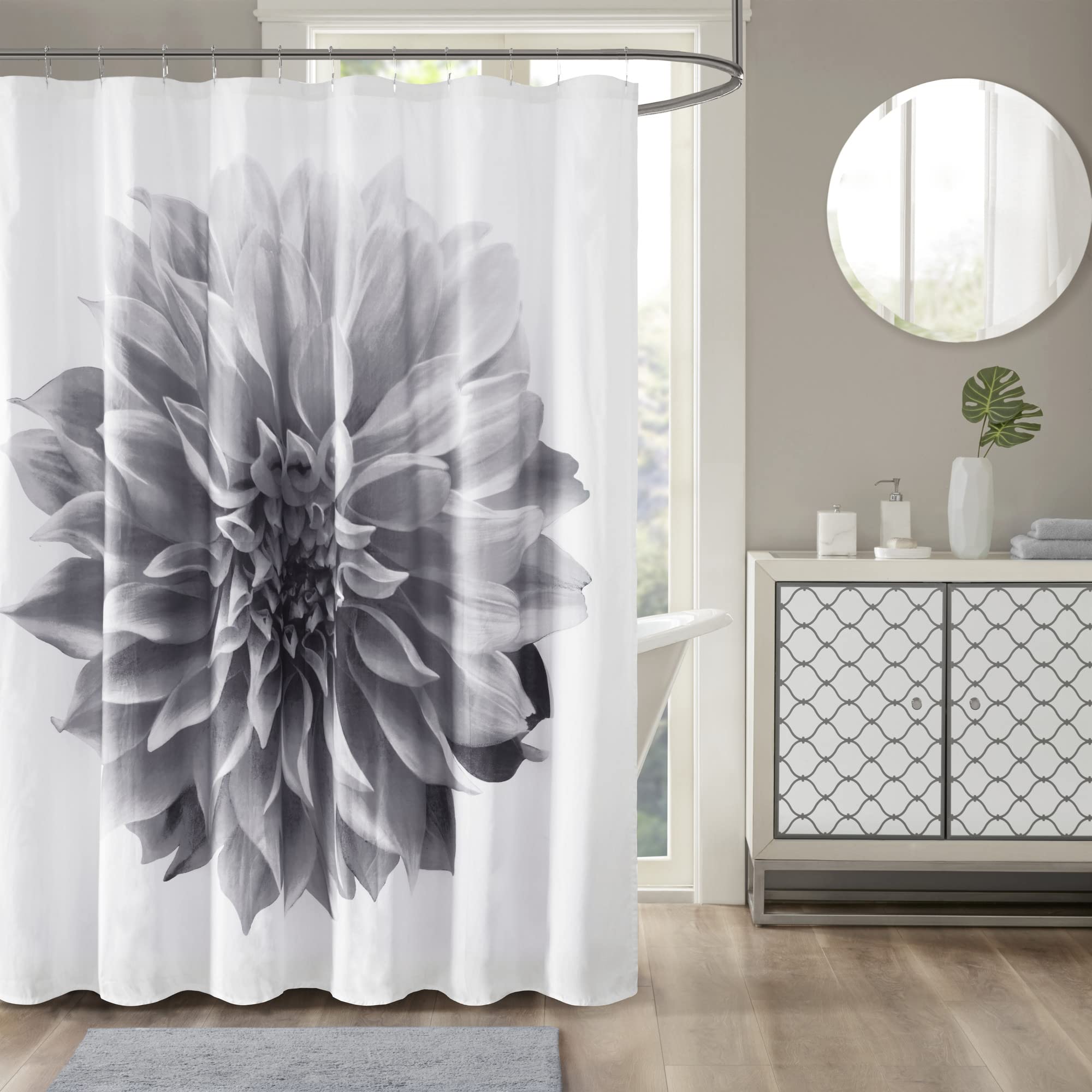 Madison Park Norah Floral Cotton Shower Curtain | 72x72 Modern Decor