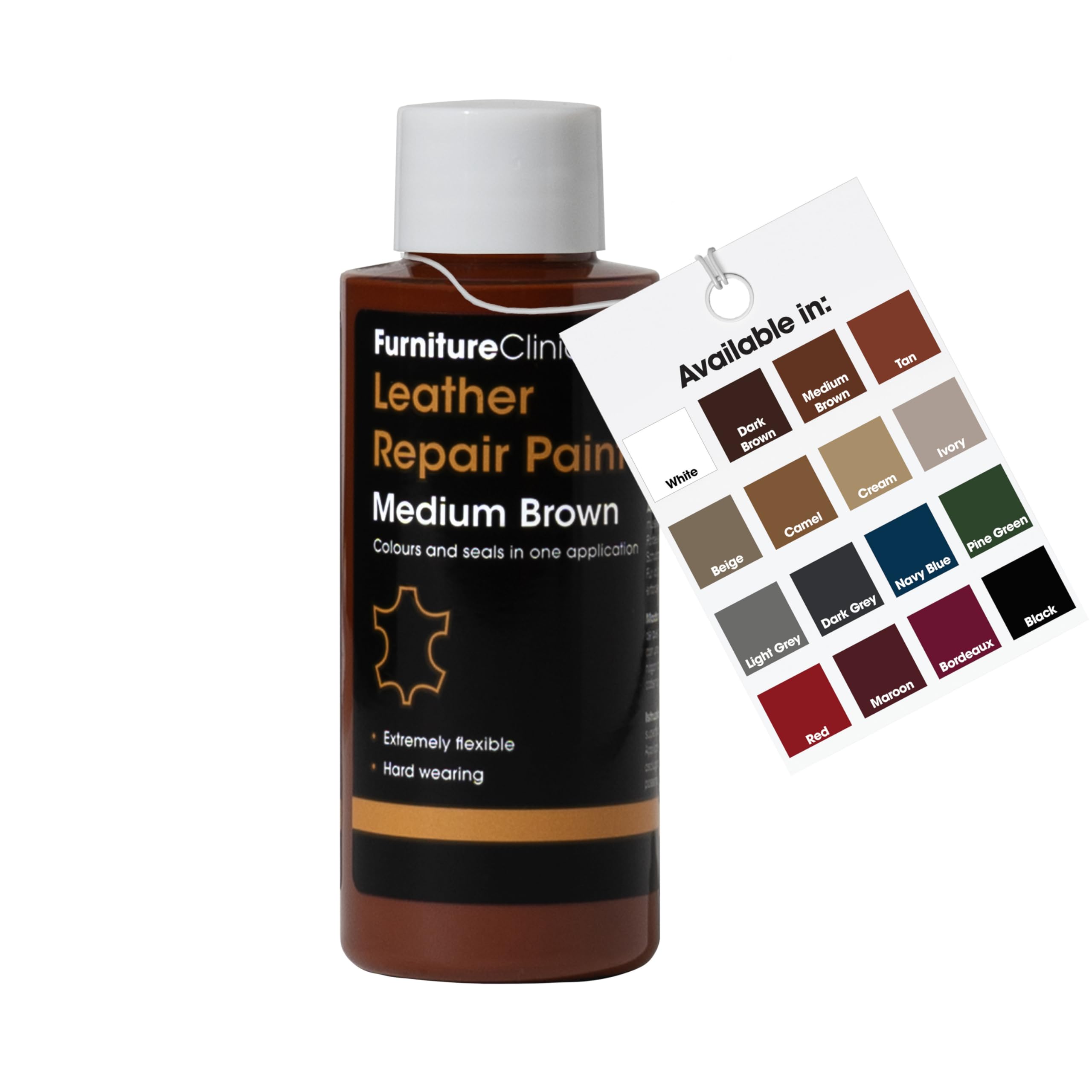 Furniture Clinic Leather Repair Paint & Dye – Medium Brown, 50ml