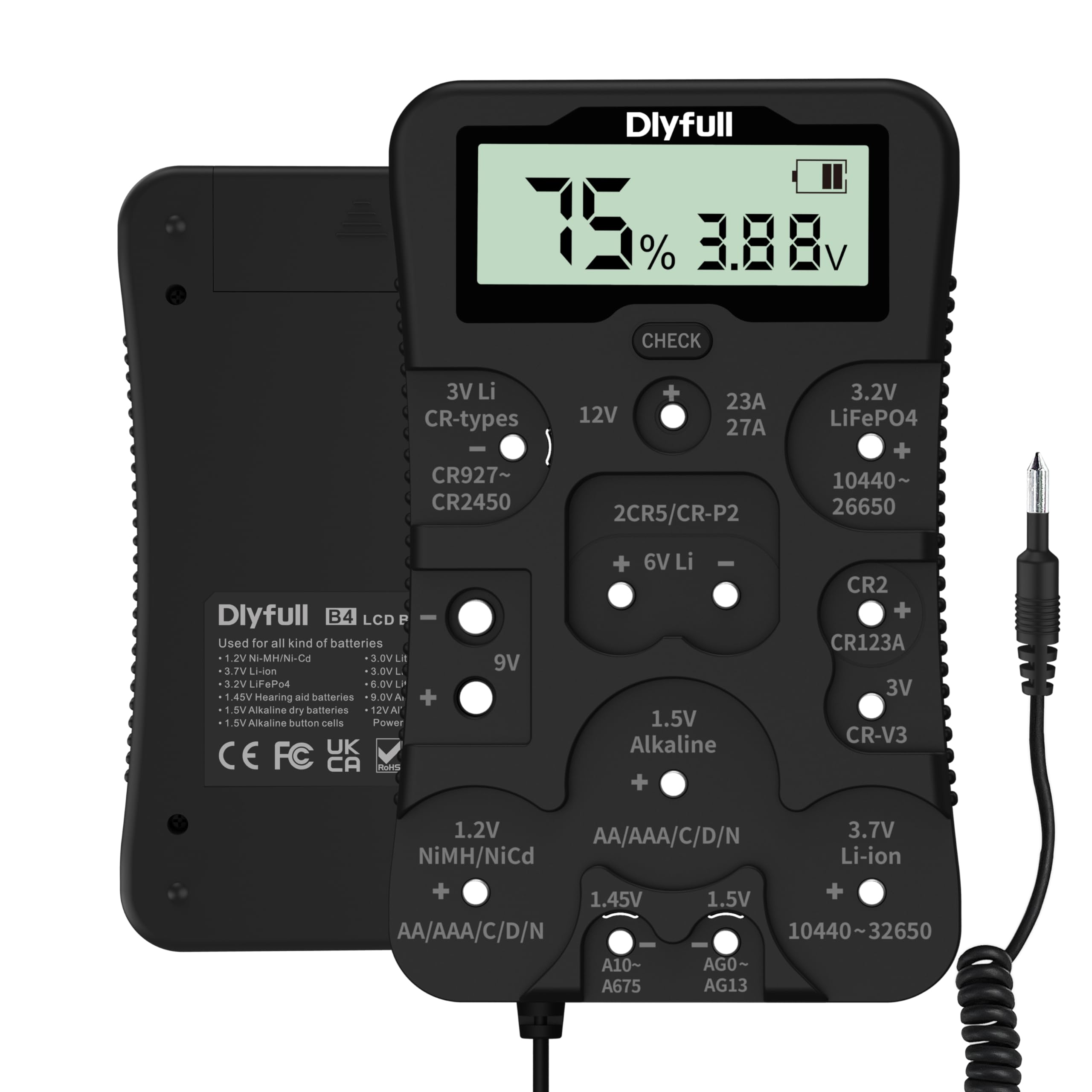 Dlyfull Universal Battery Tester | LCD Digital Checker for AA AAA 9V 18650
