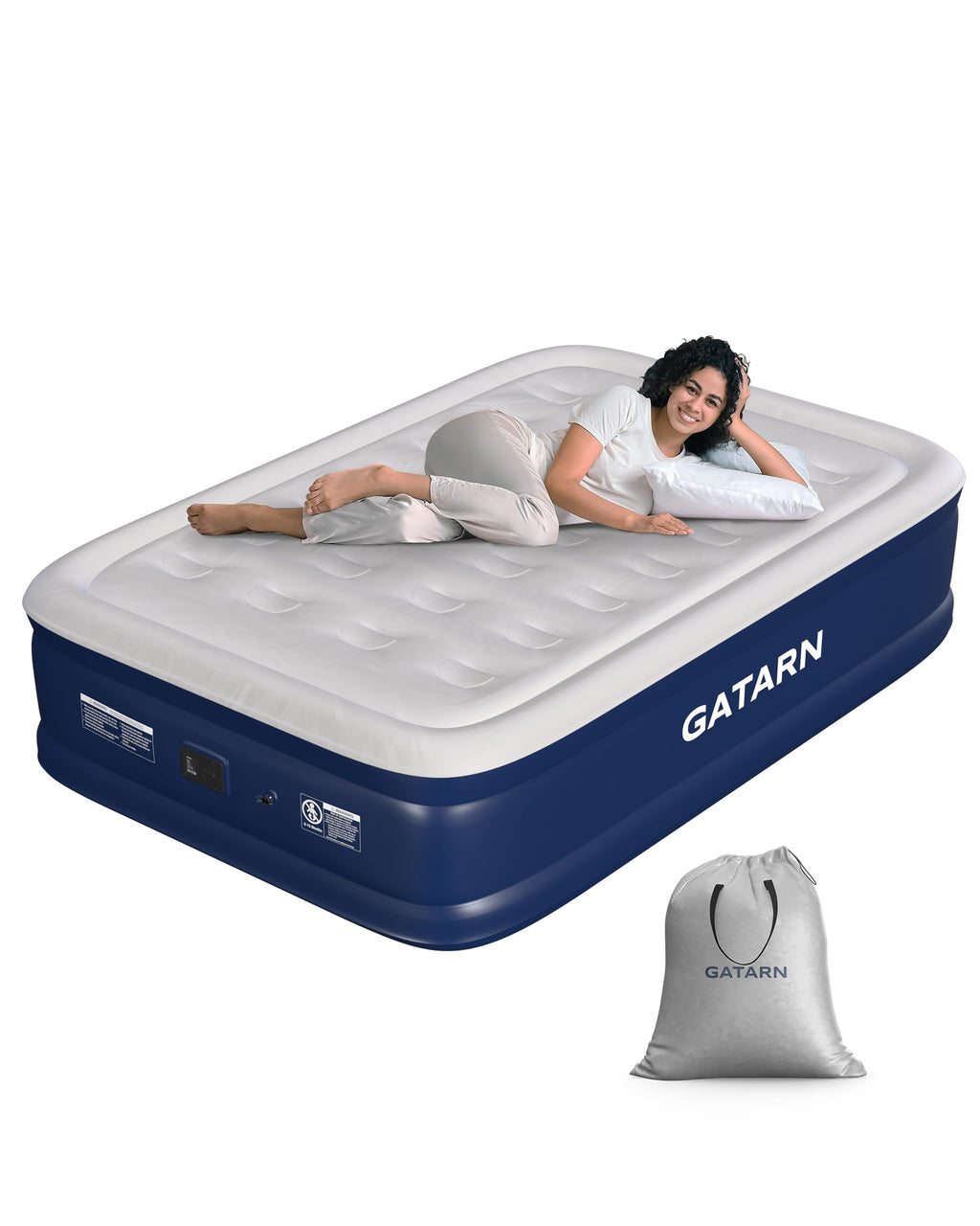 Gatarn Double Air Mattress with Built-in Electric Pump | 46cm Raised Bed