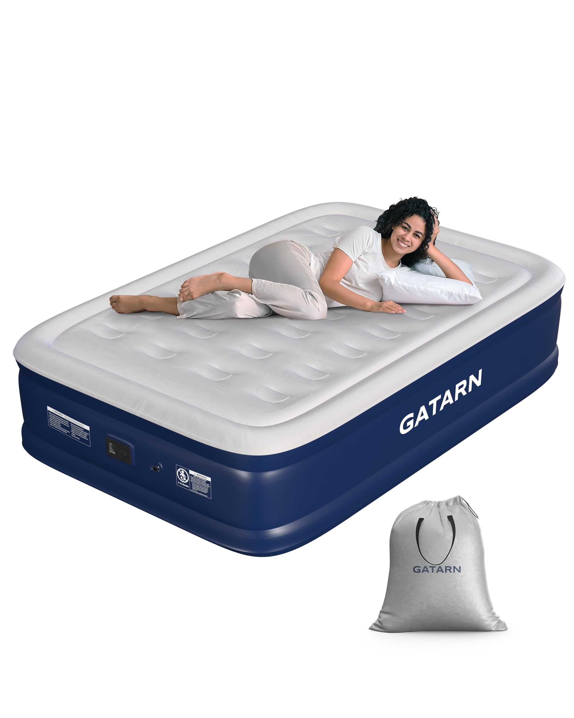 Gatarn Double Air Mattress with Built-in Electric Pump | 46cm Raised Bed