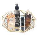 Gold Mirror Decorative Tray – Glass & Brass Perfume Organiser