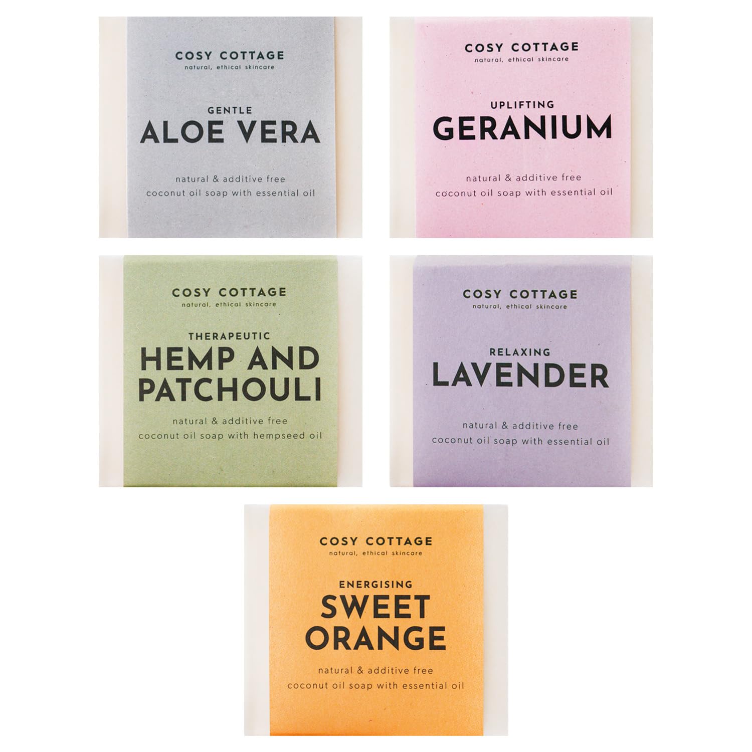Cosy Cottage Natural Soap Bar Gift Set | 5 x 110g Handmade Vegan Soap