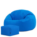 Bean Bag Bazaar Kingston Outdoor Bean Bag & Footstool with Filling, Blue - image 1