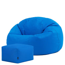 Bean Bag Bazaar Kingston Outdoor Bean Bag & Footstool with Filling, Blue - image 1