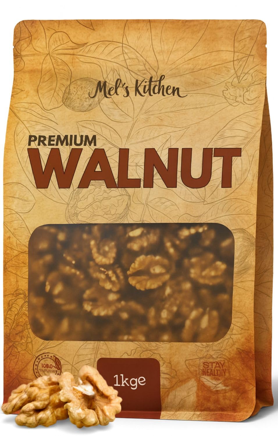 Mel's Kitchen Raw Whole Walnuts – 1kg Bulk Natural Baking Ingredients