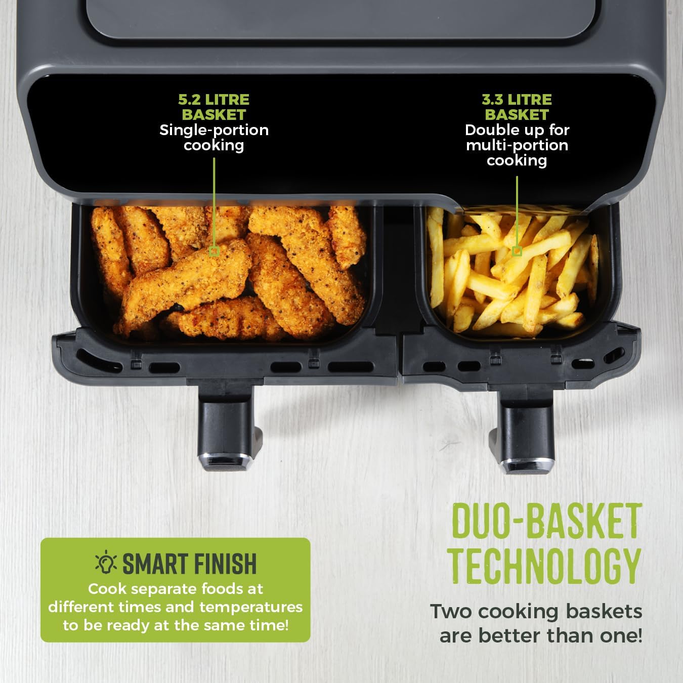 Tower T17099 Vortx Dual Basket Air Fryer | 8.5L Capacity | 1700W Black