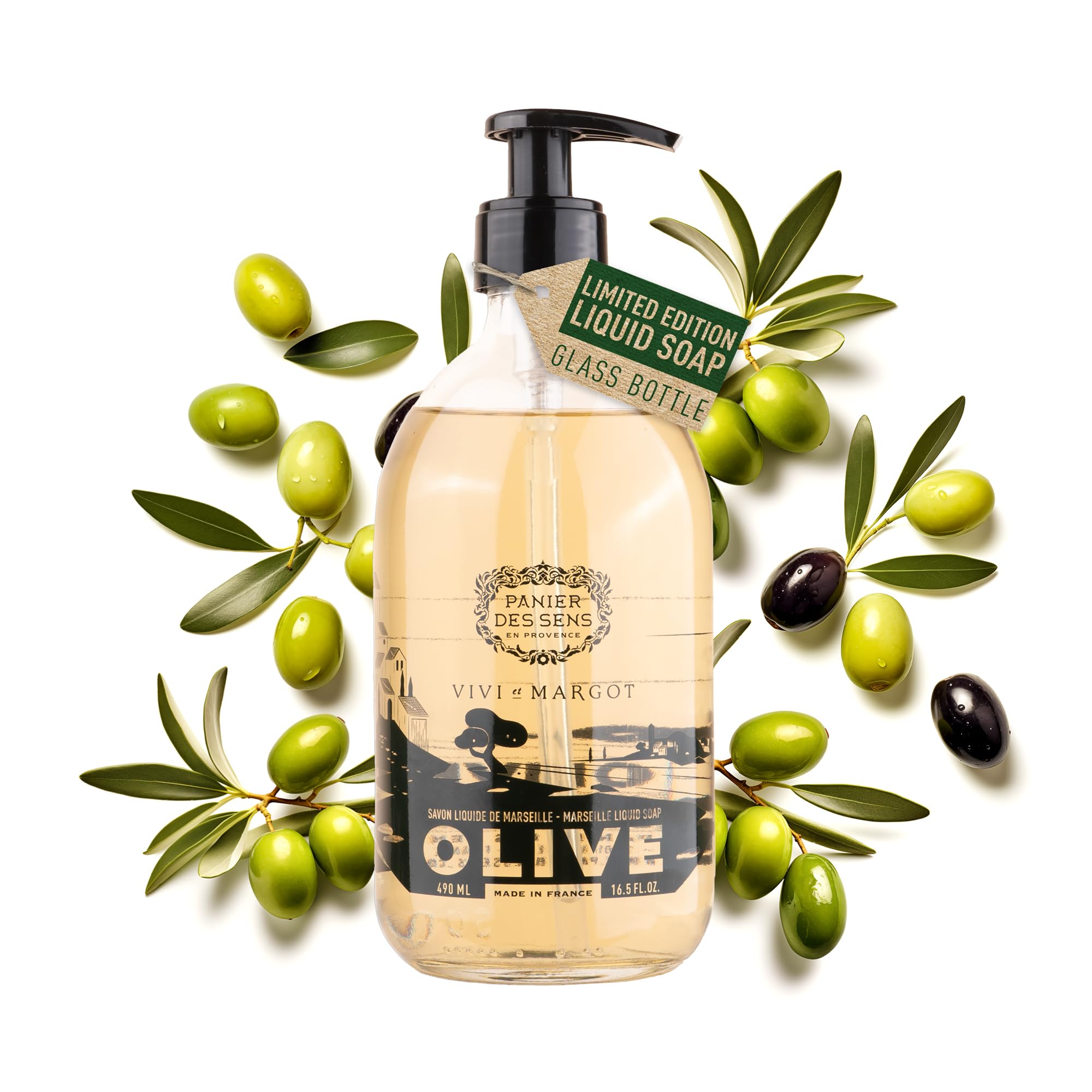 Panier des Sens Liquid Marseille Soap – Olive Oil & Glass Bottle – 490ml