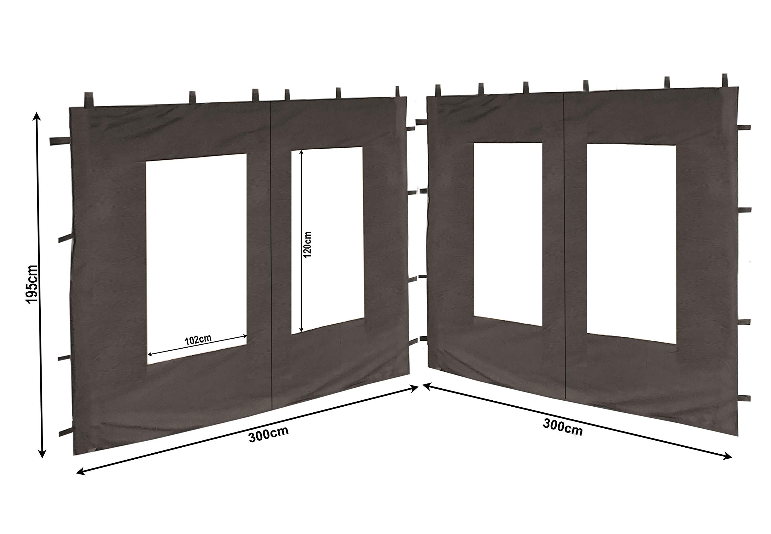 Quick Star Gazebo Sidewalls Set of 2 with Window - Anthracite PE