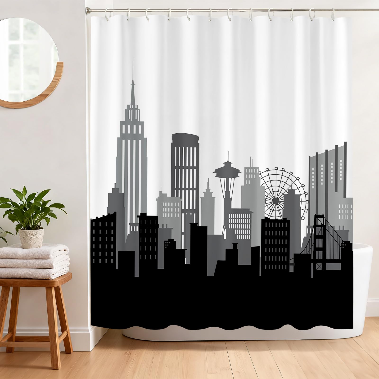 Jolof Store Architecture Shower Curtain – 180x180cm Waterproof Polyester