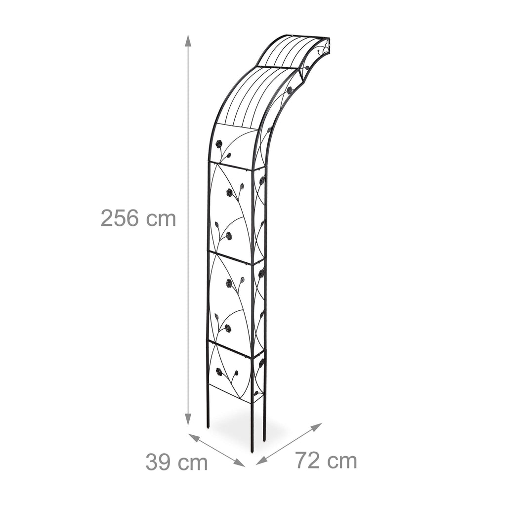 Relaxdays Half Round Garden Arch – Iron Wall-Mounted Rose Trellis, Black