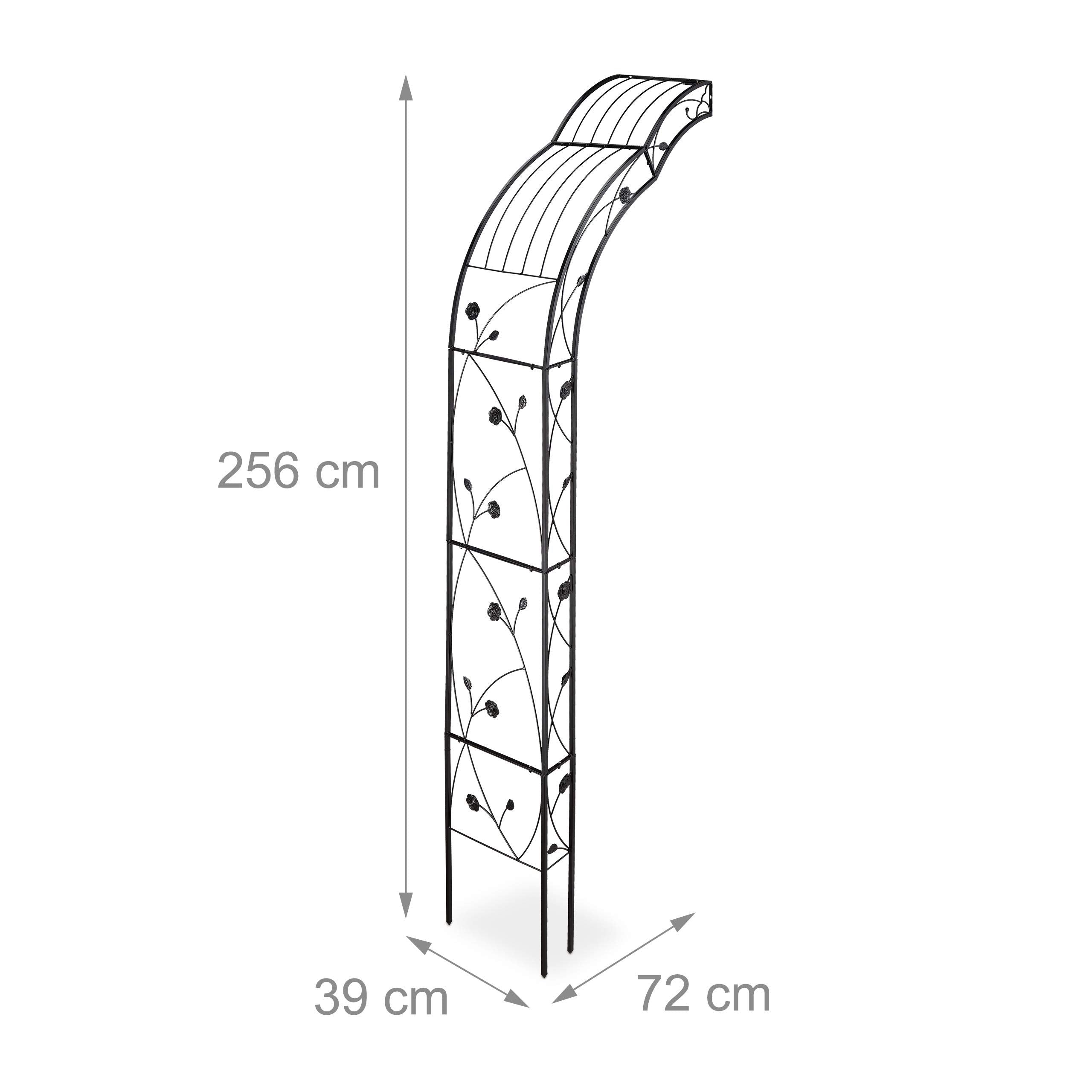 Relaxdays Half Round Garden Arch – Iron Wall-Mounted Rose Trellis, Black
