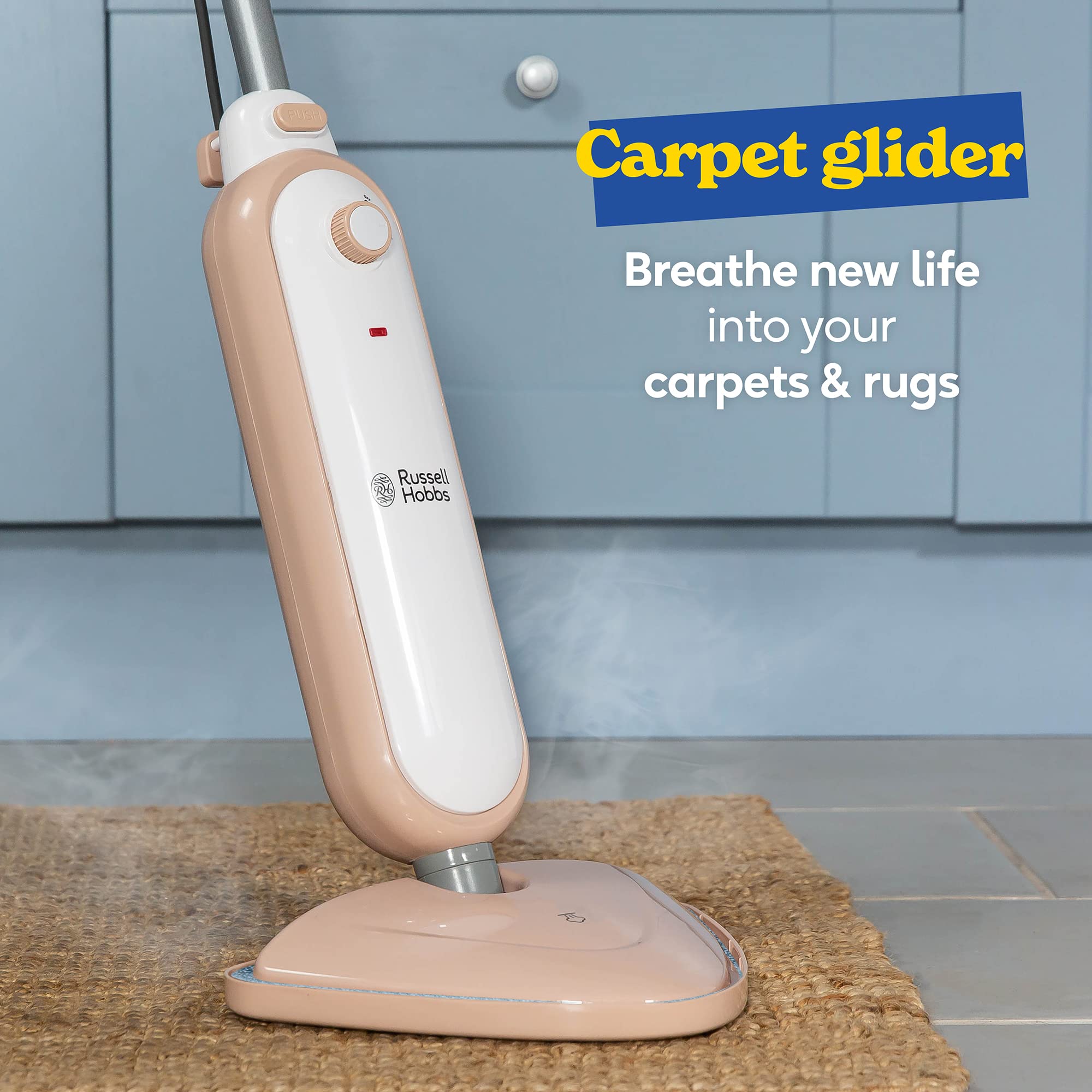 Russell Hobbs Upright Steam Mop – Blush Pink Floor & Carpet Cleaner