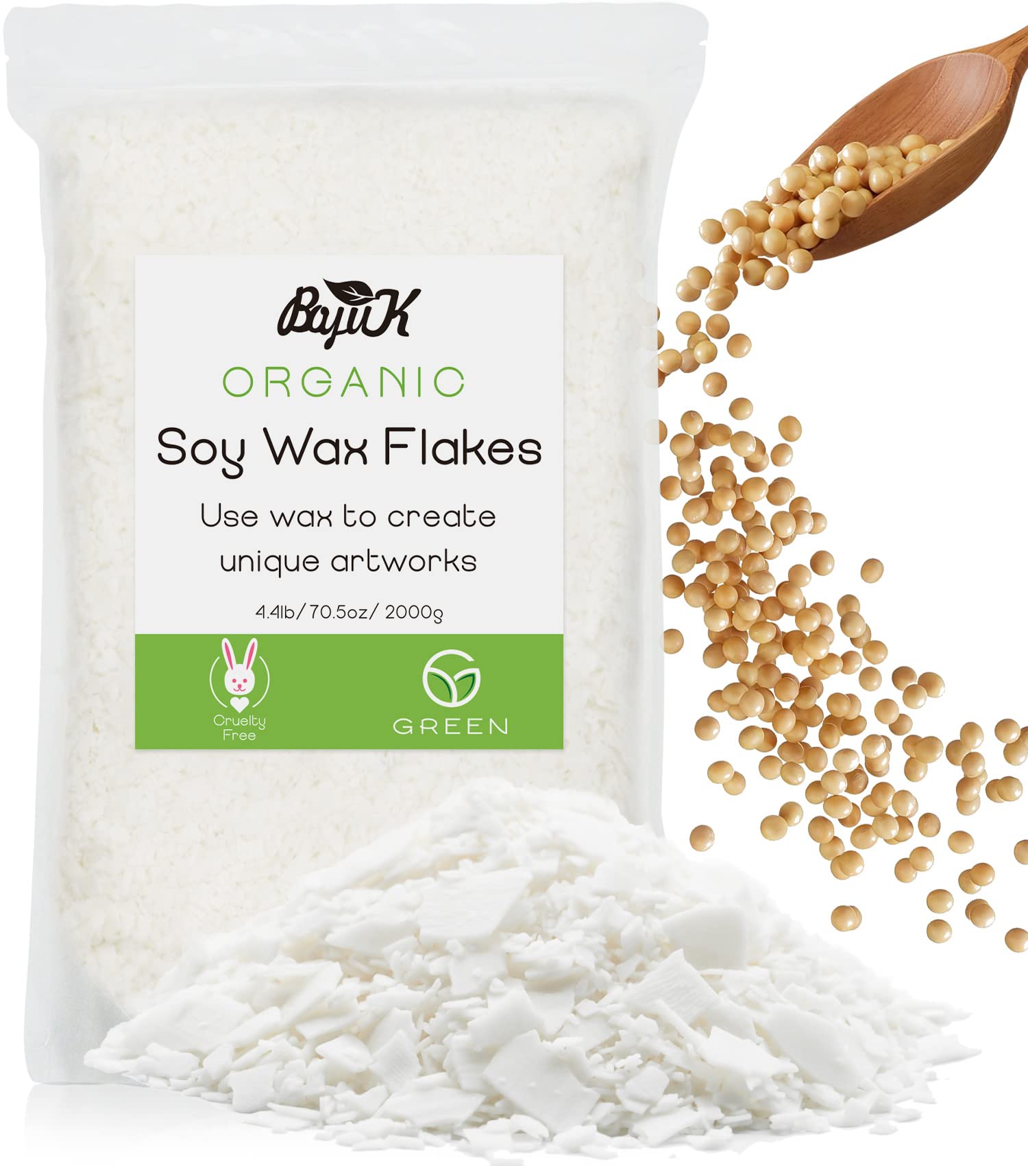 BOYUJK 100% Natural Soy Wax Flakes for Candle Making – Organic (1.8KG)